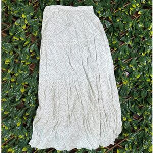 Brandy Melville MADE IN ITALY White Blue Tiered Midi Skirt Size XS